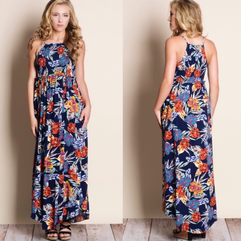 ⚡️Floral Smock Top Maxi Dress - Picture 1 of 4